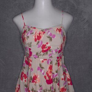 Old Navy Womens Floral Print Sun Dress Spaghetti Strap Short Zip Up Fit n Flare